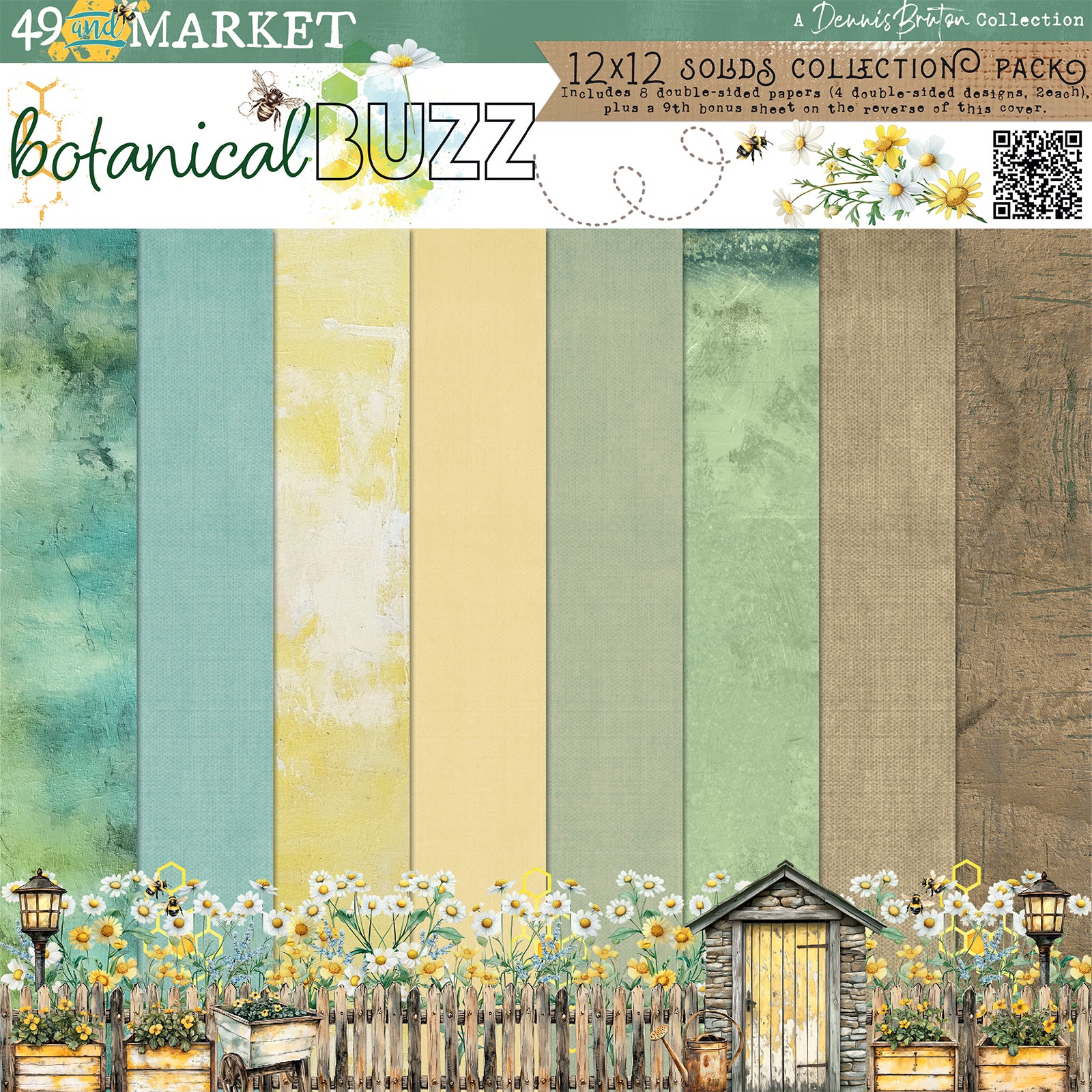 49 & Market Collection Pack 12x12 – Botanical Buzz Solids cardstock in coordinating botanical colors