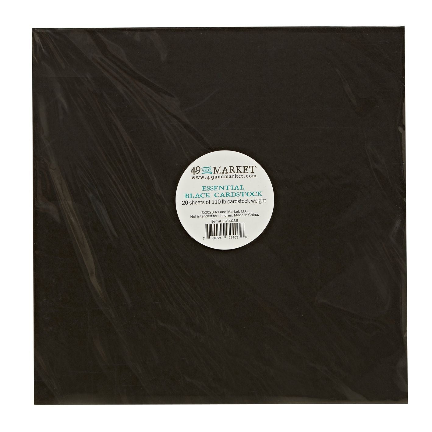 Black cardstock with a label on a white background