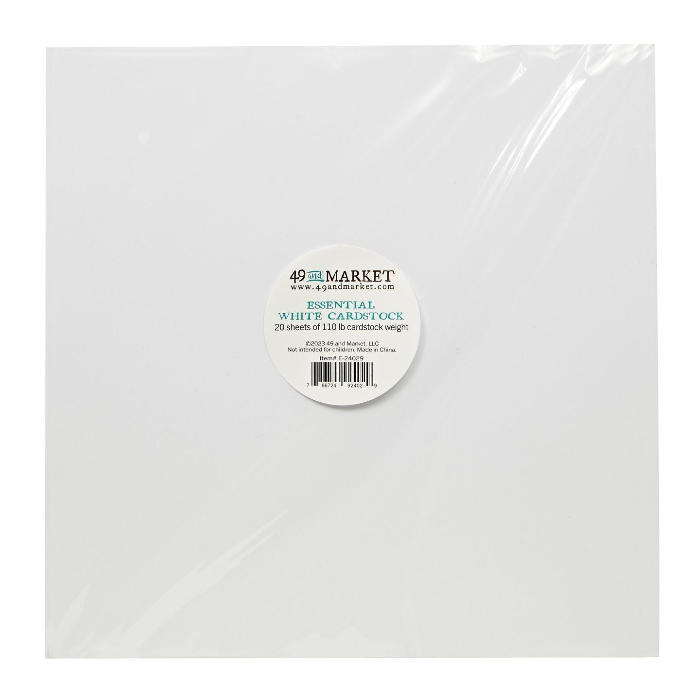 Pack of white cardstock with 49 and Market label on a white background
