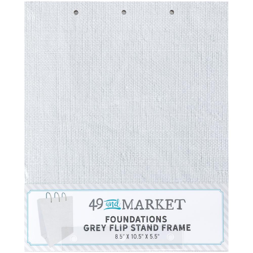 49 & Market Foundations Flip Stand Frame – Grey chipboard stand with binder rings for scrapbook and photo display