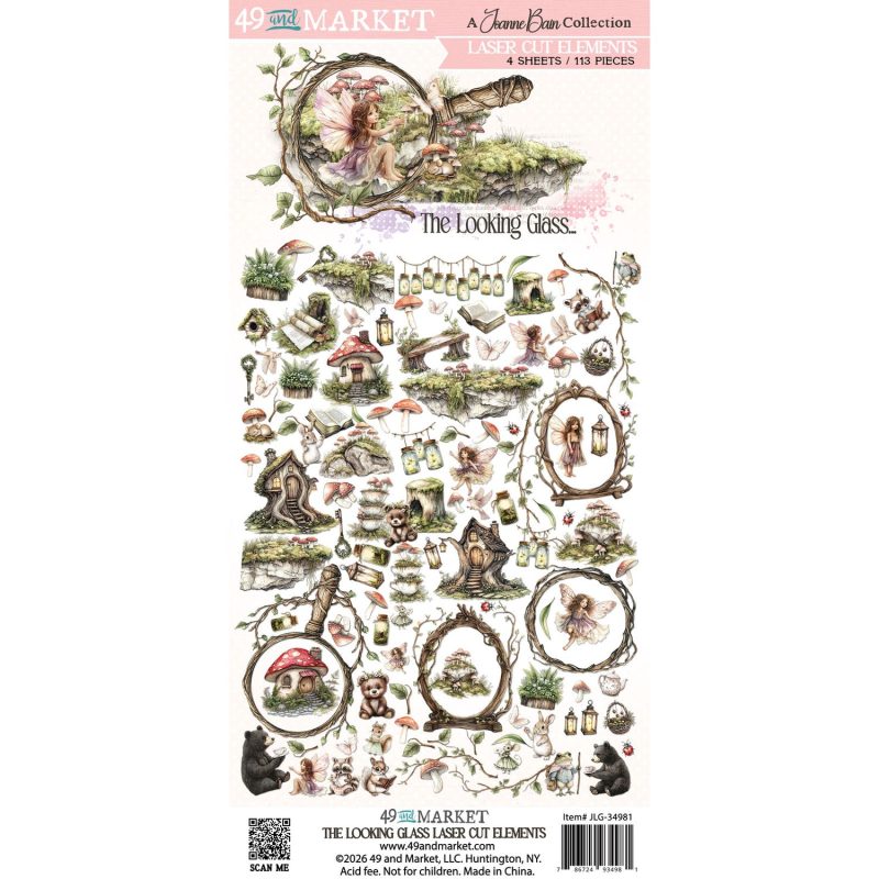 Sheet of decorative elements with fairy tale design, featuring '49 and Market' branding.