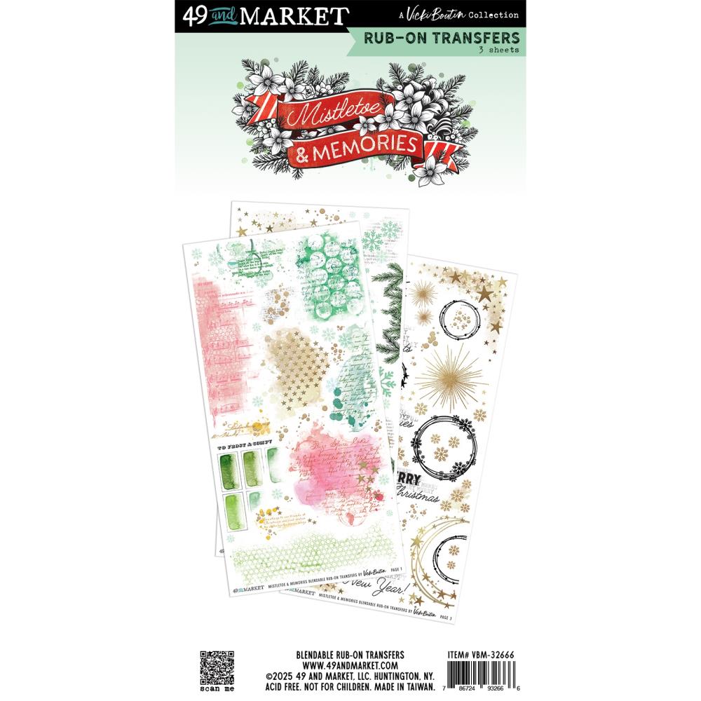 Rub-on transfers with decorative designs on a white background