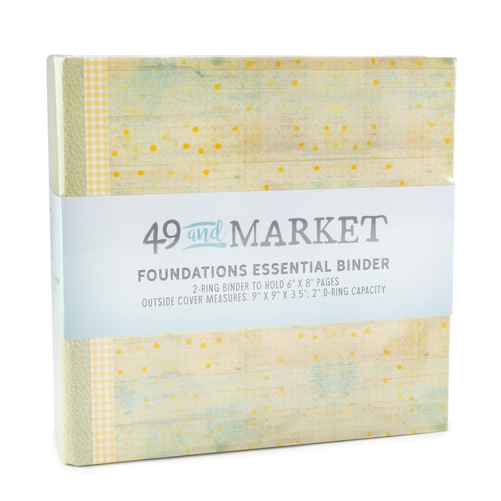 49 & Market Foundations Binder Album Kit – Sunny 8.5x9 scrapbook binder with cardstock pages, flips, pockets, and protectors