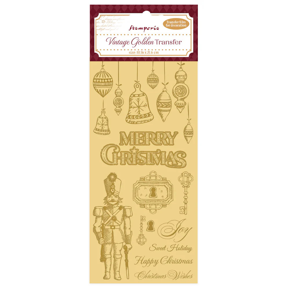 Stamperia Vintage Golden Transfer - Merry Christmas