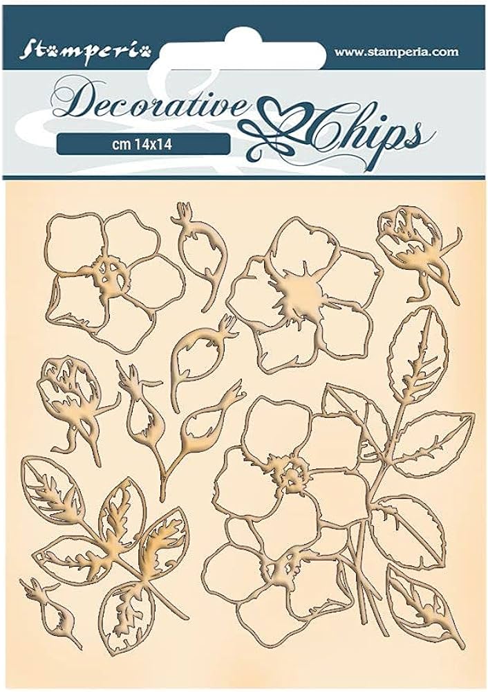 Stamperia Decorative Chips - Flowers - Romantic Christmas