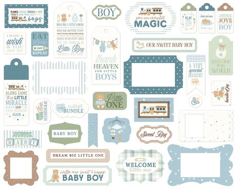 Carta Bella Cardstock Frames & Tags - Little Lullabies - Baby Boy