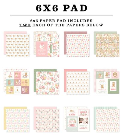 Carta Bella Double-Sided Paper Pad 6X6 - Little Lullabies - Baby Girl