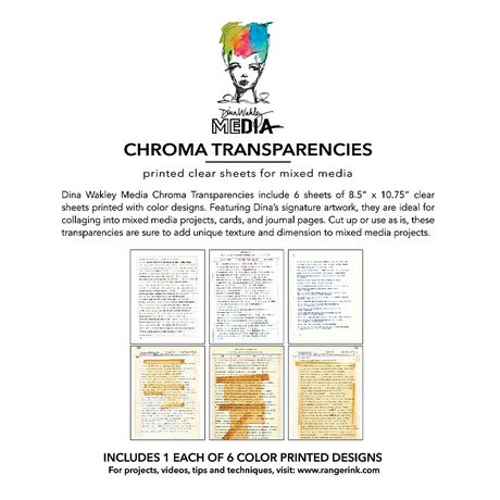 Dina Wakley Media Transparencies - Typed Quotes A4 (21.0x29.7cm / 8.3x11.7 inch) - 6 Sheets