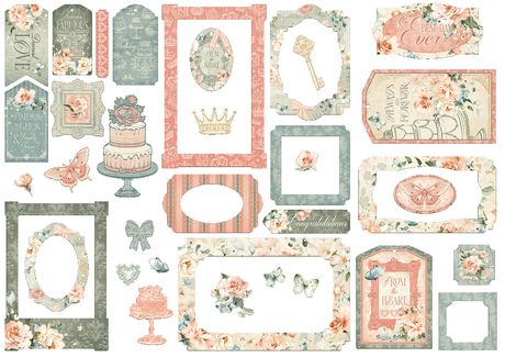 Graphic 45 Ephemera Die-Cut Assortment - Tags & Frames Always & Forever