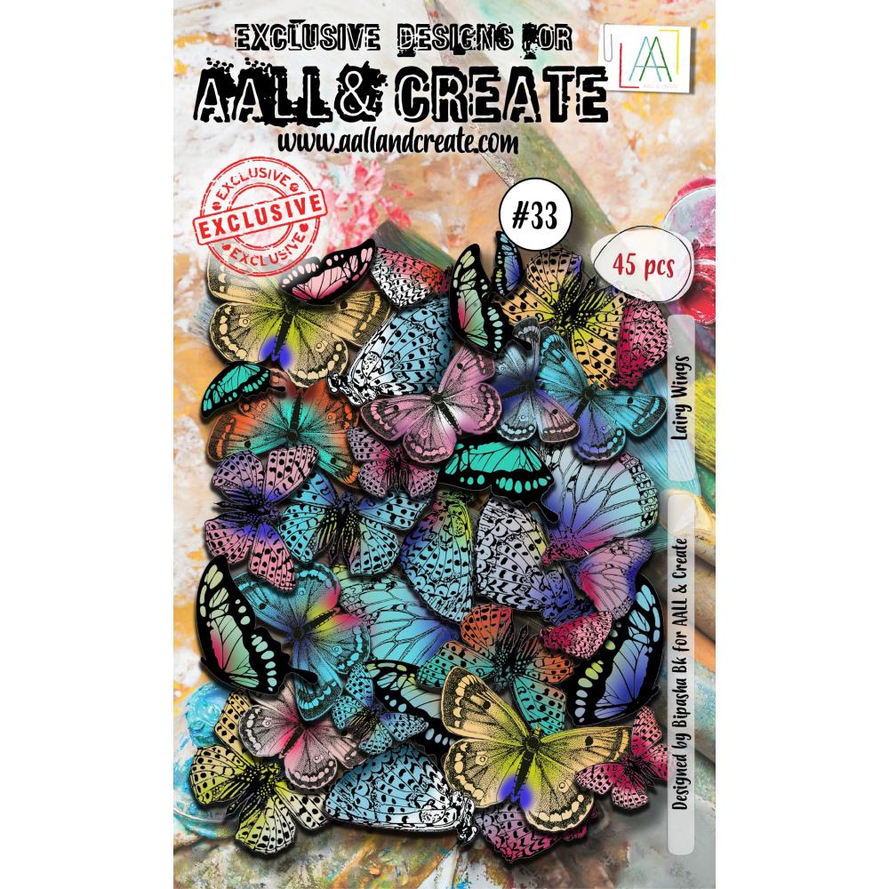 Packaging of colourful butterfly designs with 'A&L & Create' branding 