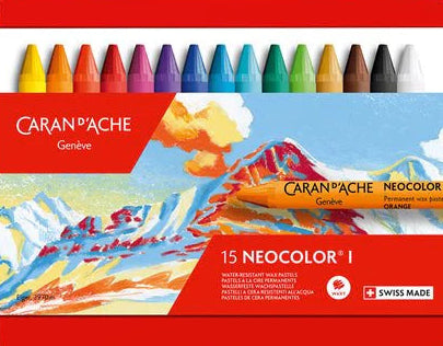 Caran d'Ache Neocolor I crayon set 15 Wax Oil Crayons in a tin case