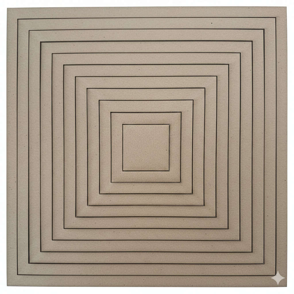 Laser cut chipboard square frames in 10 assorted sizes ranging from 75mm to 300mm on white background