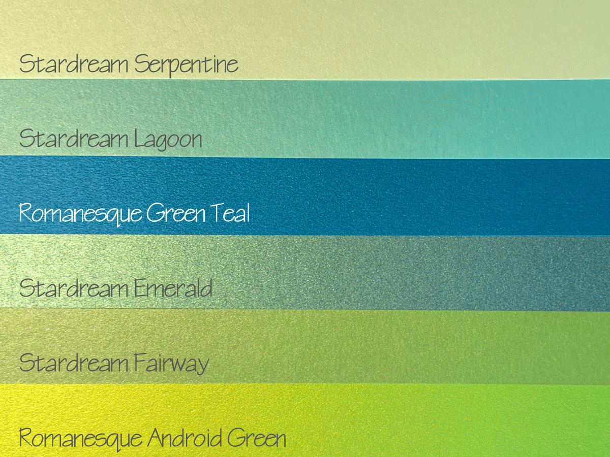 Color swatches with text labels on a gradient background