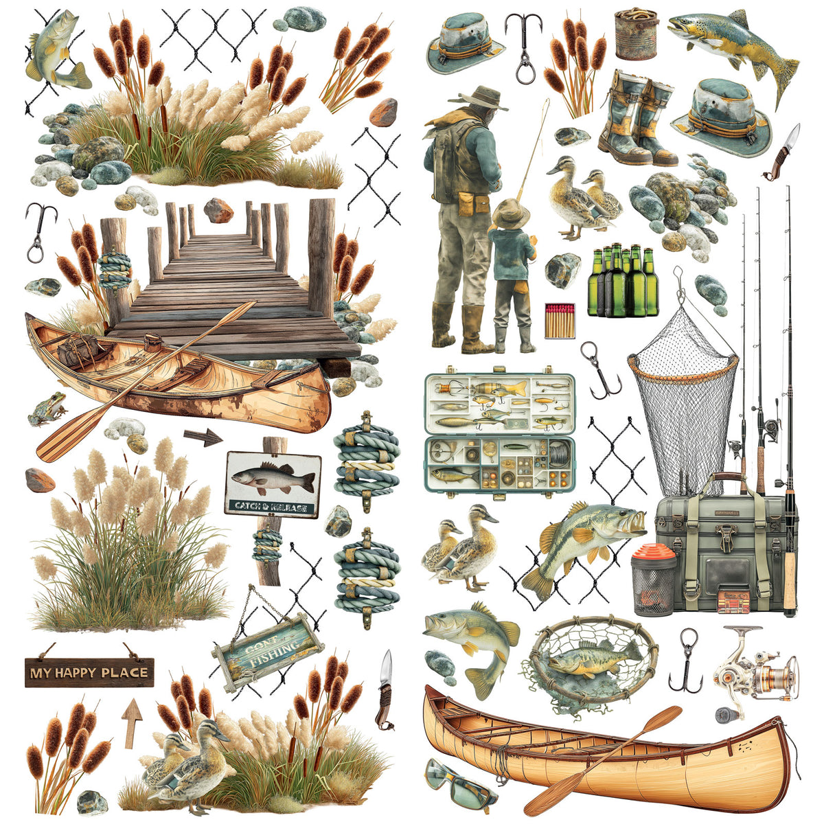 49 And Market Laser Cut Outs - Campfire Memories Fishing Elements