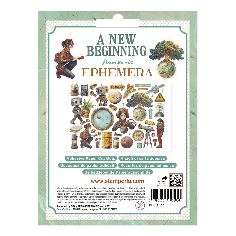 Stamperia Cardstock Ephemera Adhesive Paper Cut Outs - A New Beginning
