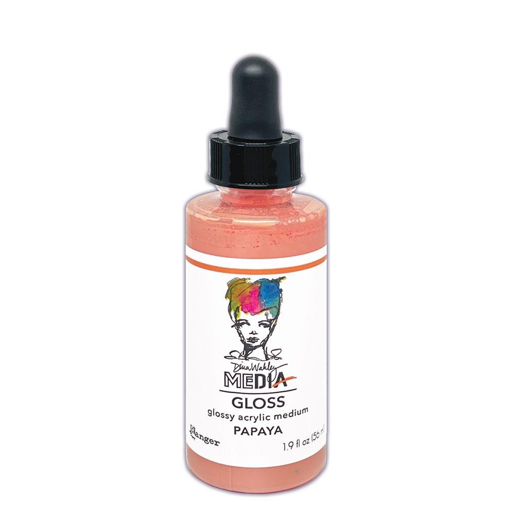 Bottle of Gloss acrylic medium in Papaya color with dropper
