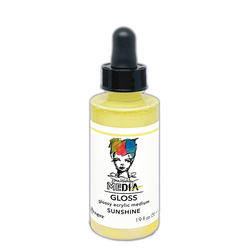 Bottle of Gloss glossy acrylic medium in Sunshine colour with dropper