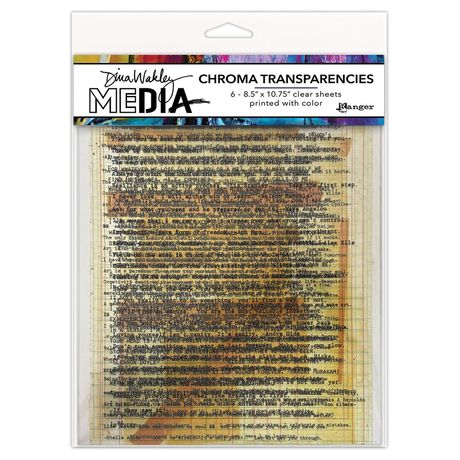 Dina Wakley Media Chroma Transparencies packaging with text and color swatch.