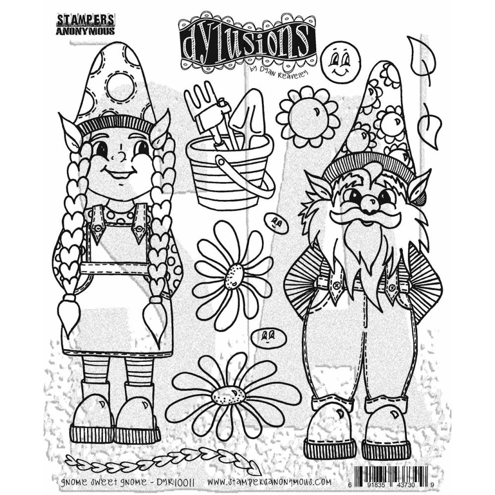 Dyan Reaveleys Dylusions Cling Stamp Collection - Gnome Sweet Gnome