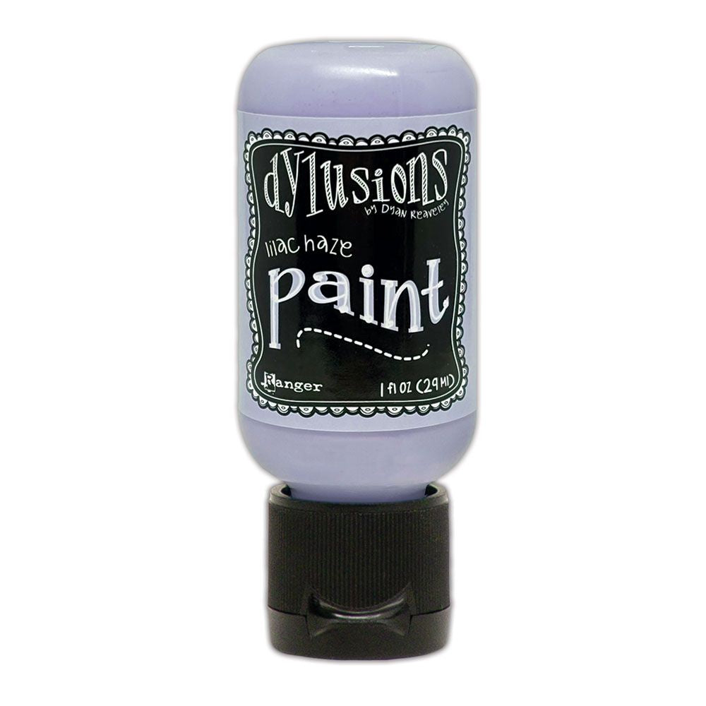 Dylusions chalkaze paint bottle with black label on a white background