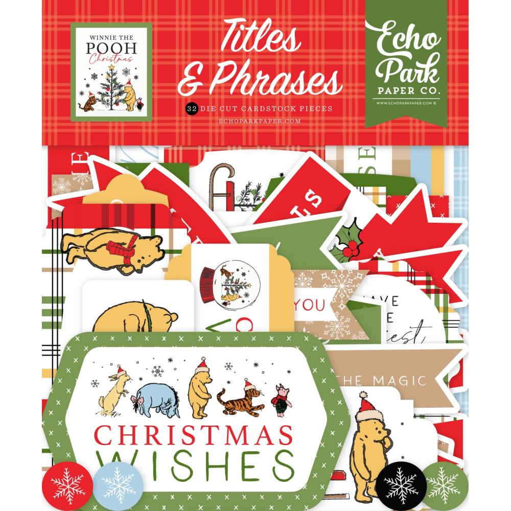 Echo Park Cardstock Ephemera - Title & Phrase - Winnie The Pooh Christmas