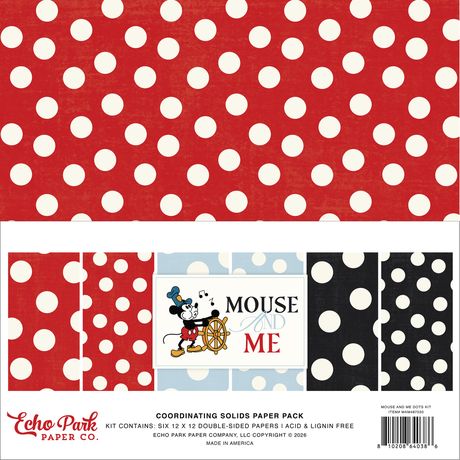 Echo Park paper pack with red and white polka dot pattern and Mickey Mouse design.