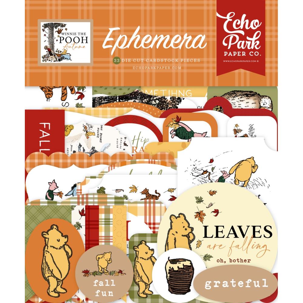 Echo Park Winnie the Pooh Autumn Cardstock Ephemera die cuts for scrapbooking, card making, journaling and seasonal paper crafts