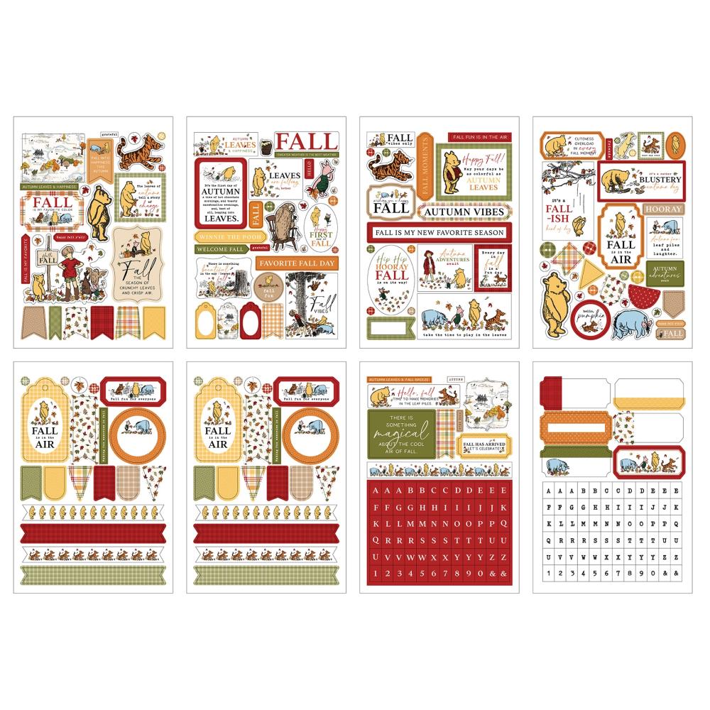 Echo Park Winnie the Pooh Autumn Sticker Book with 16 pages of fall stickers for scrapbooking, card making, journaling, planners and seasonal crafts