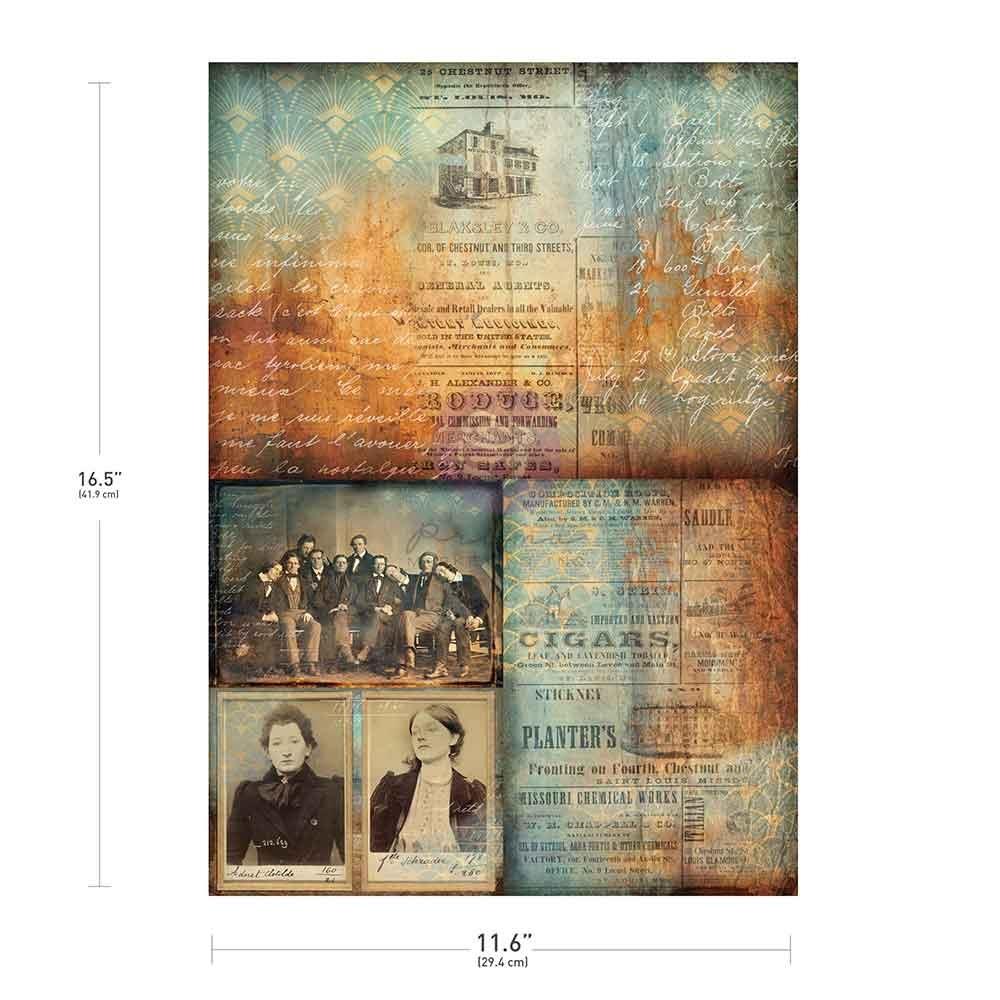 Chestnut Street brings a moody, timeworn aesthetic to your mixed-media toolkit. Inspired by aged signage, handwritten ledgers, and vintage portraits, this sheet blends antique textures with layered script and weathered color washes in true Finnabair style. 