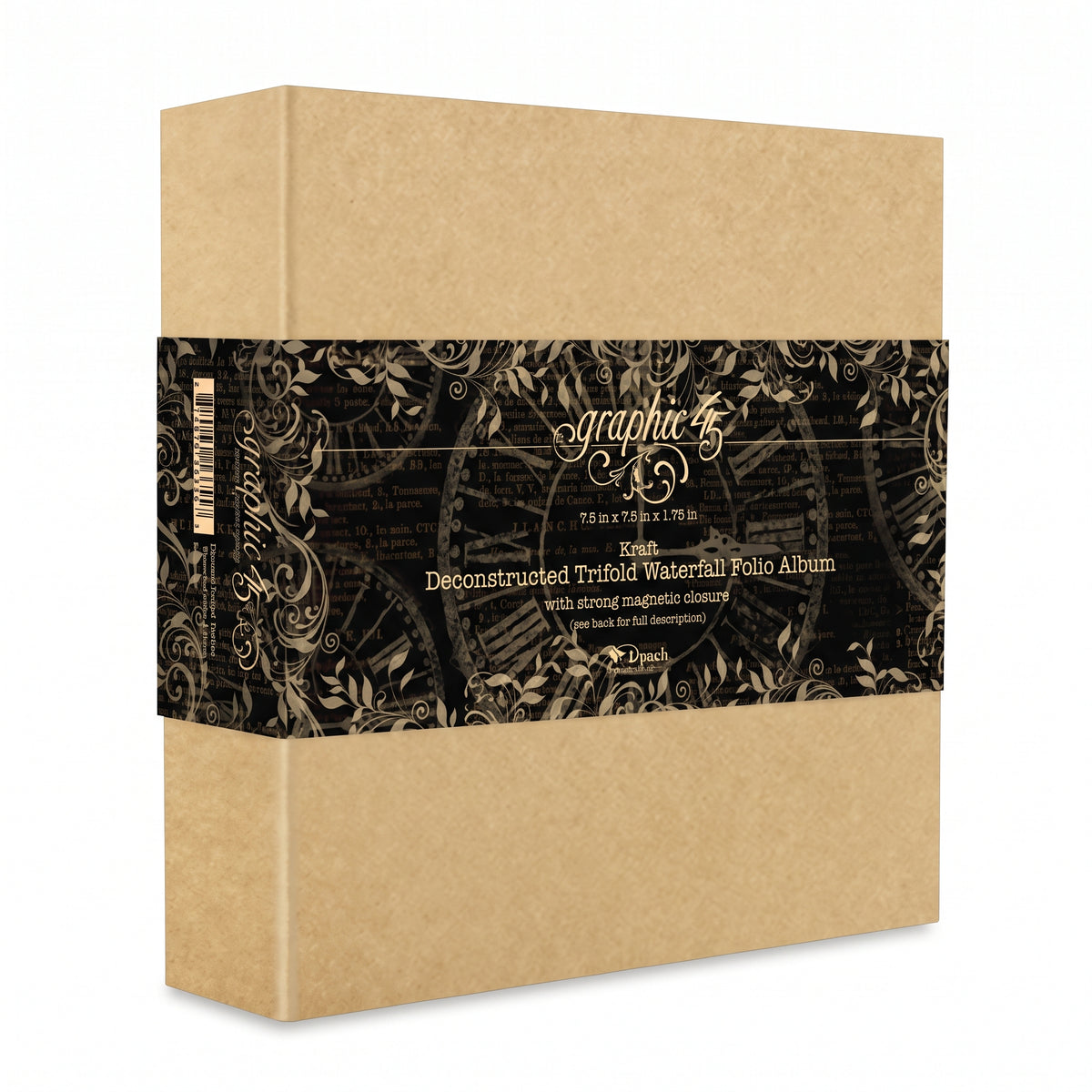 Graphic 45 Deconstructed Trifold Waterfall Folio Album in Kraft, front packaging view