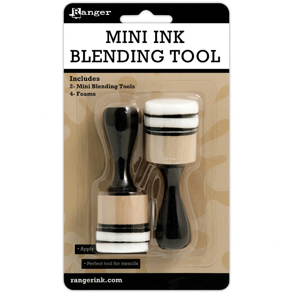 Ranger Mini Round Ink Blending Tool set with two tools and four round foam applicators