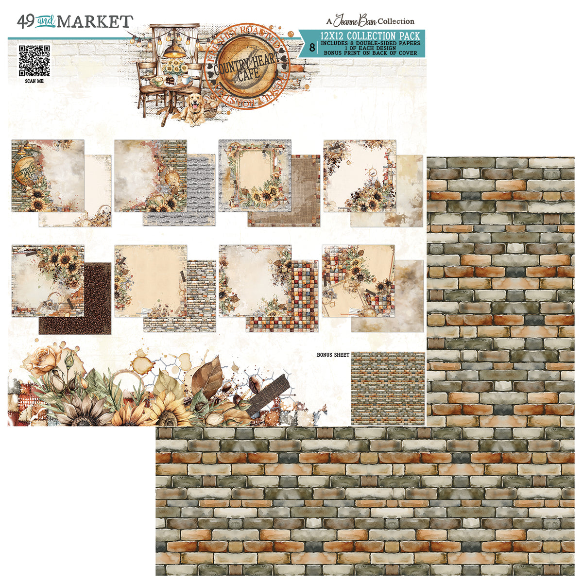 49 And Market Collection Pack 12X12 - Country Heart Cafe Paper Sheets