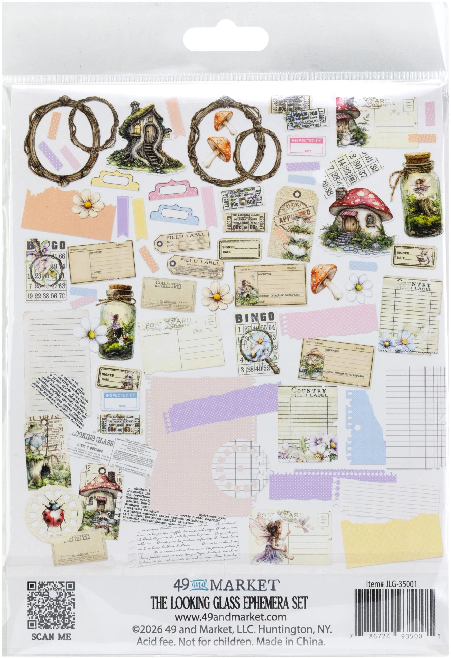 Collection of decorative ephemera sheets with various designs on a white background