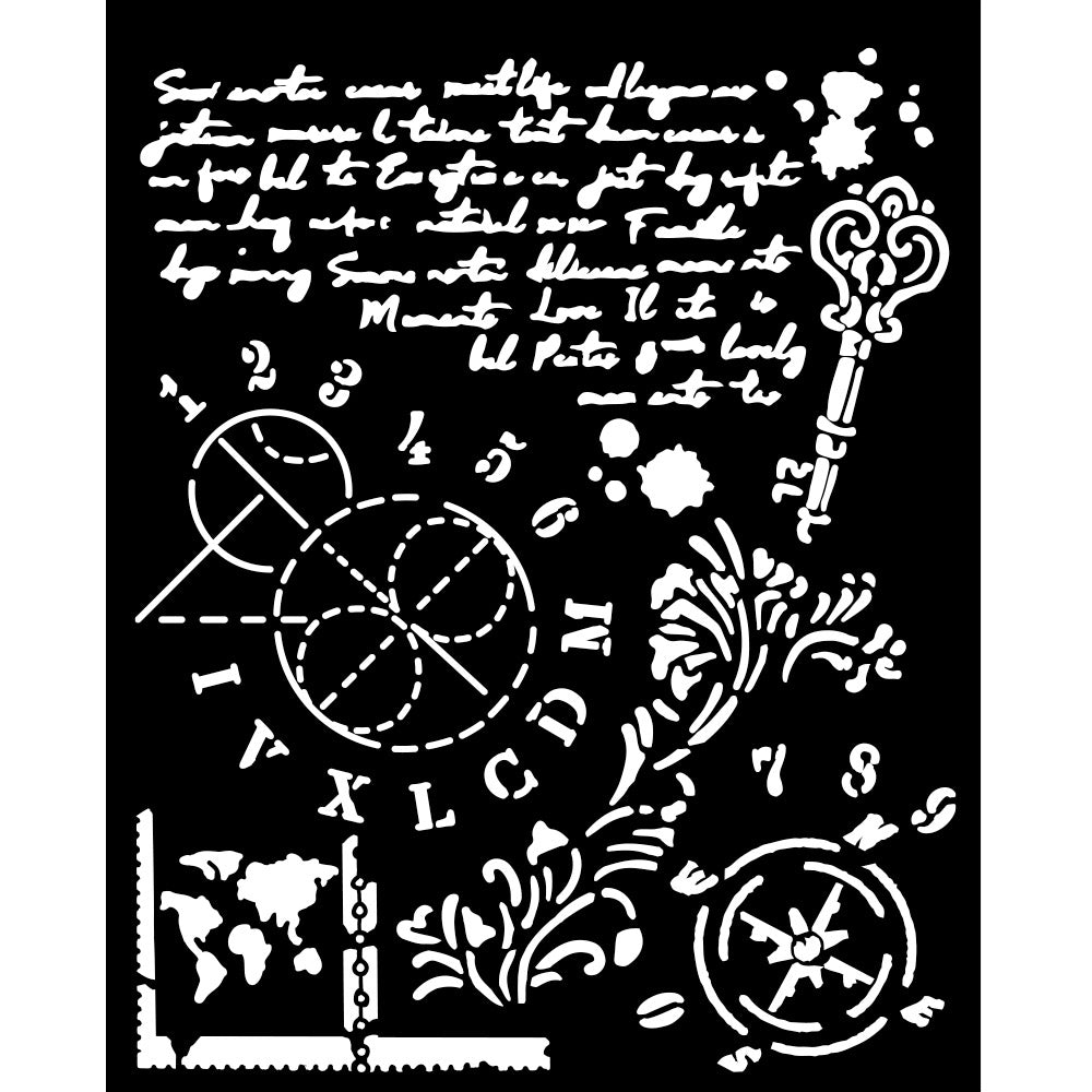 Stamperia Media Stencil 20x25cm - Alterego Key Numbers