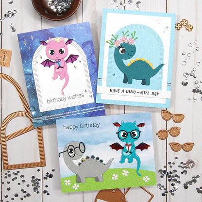 Spellbinders Clear Stamp Set - Monster Birthday Sentiments