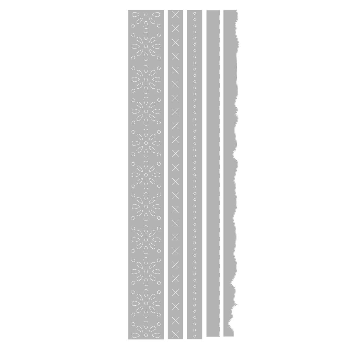 Decorative molding strip with floral pattern on a white background