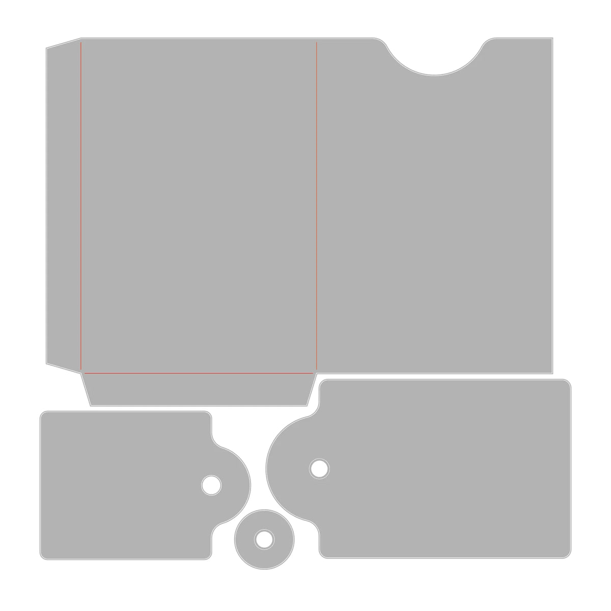 Gray card with cut-out sections on a white background