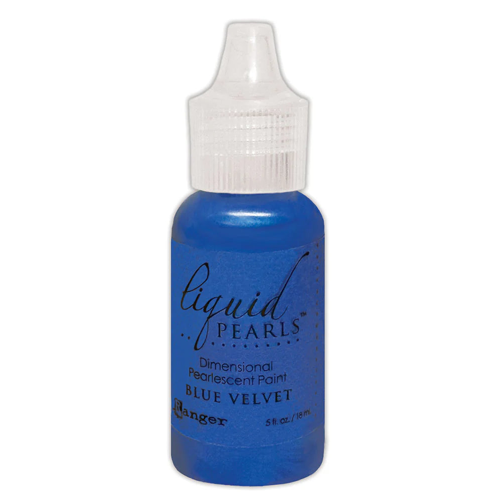 Blue bottle of liquid pearls dimensional paint on a white background