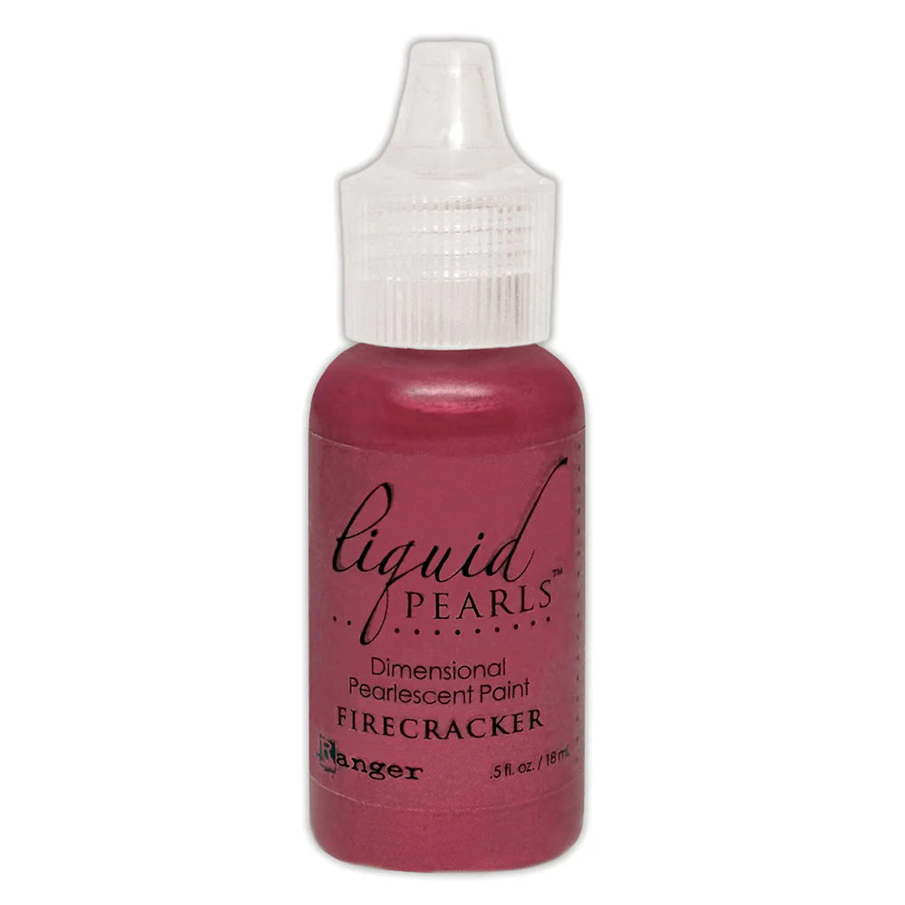 Bottle of Liquid Pearls dimensional pearl paint in Firecracker color on a white background