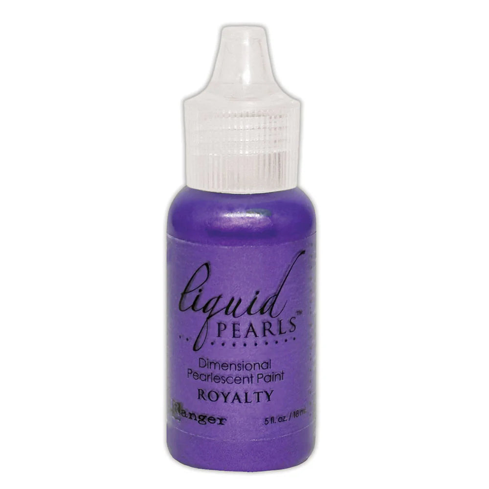 Purple bottle of liquid pearls paint with a white cap on a white background