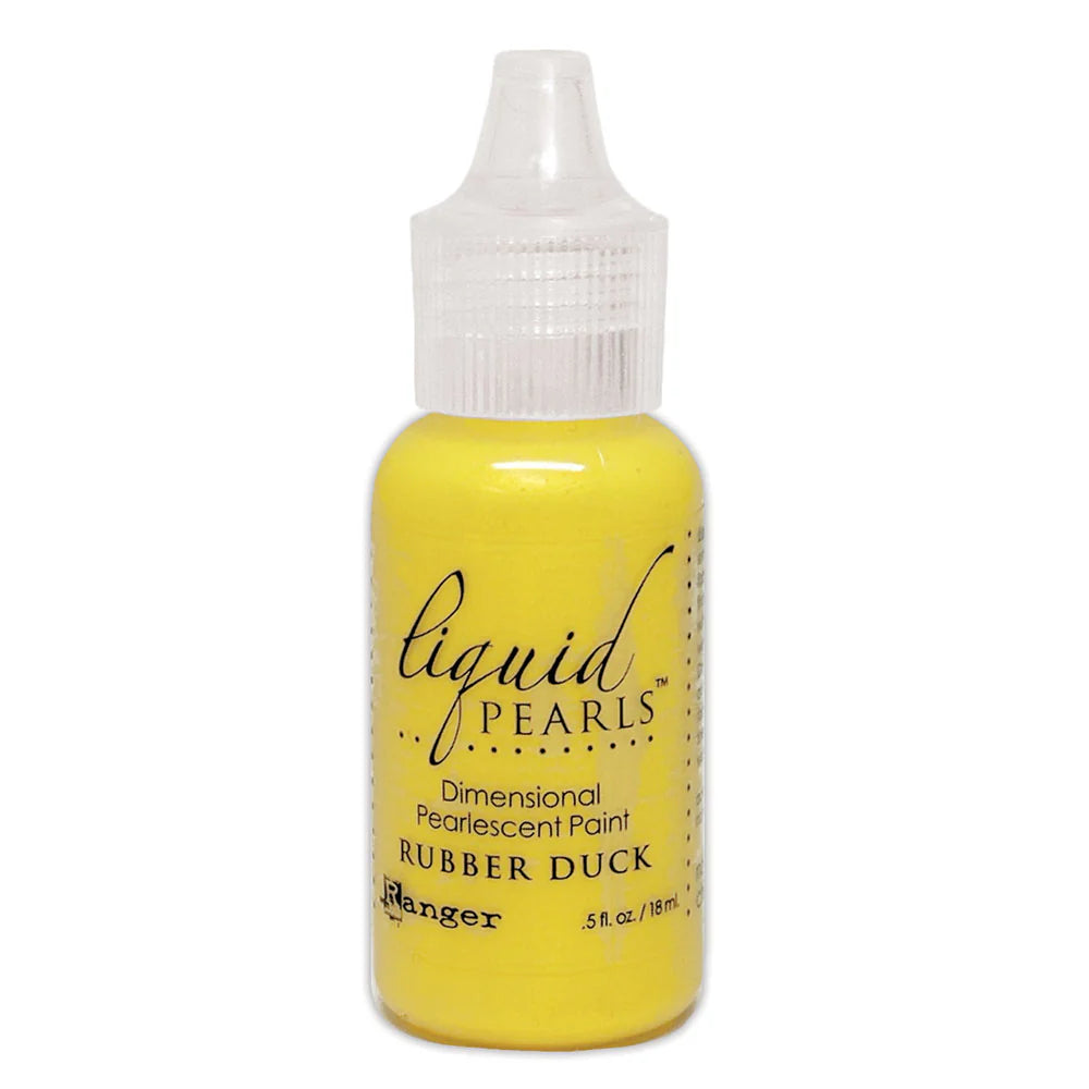 Yellow bottle of Liquid Pearls dimensional pearl paint on a white background