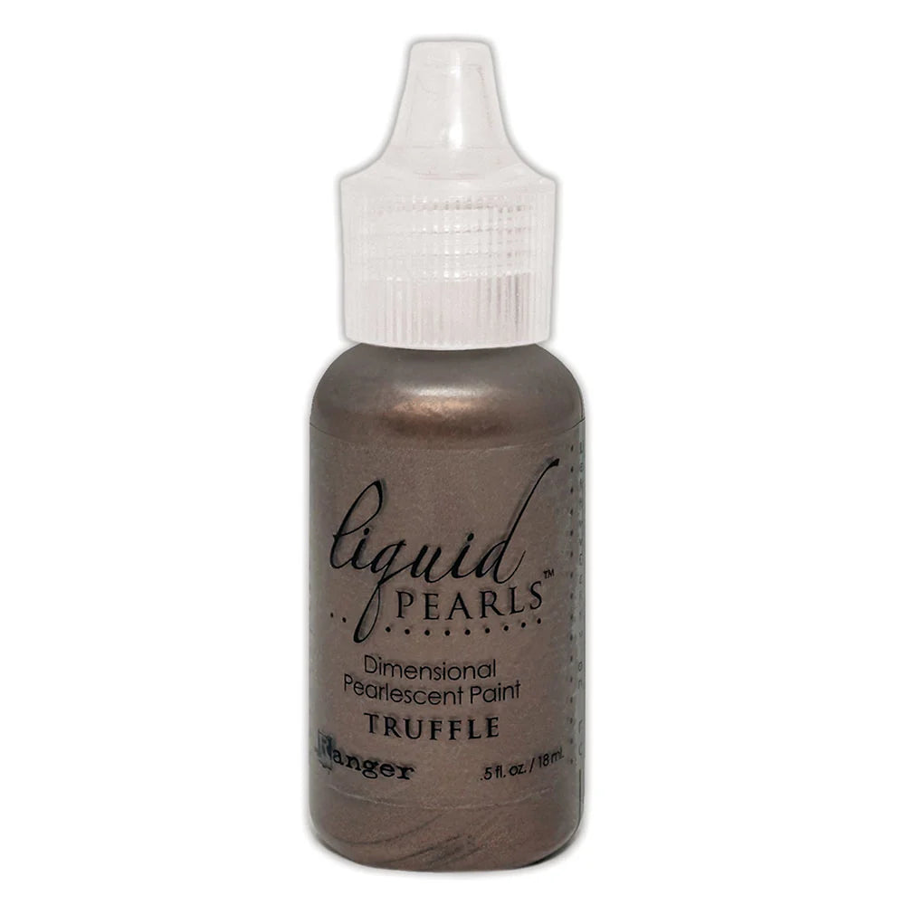 Bottle of liquid pearls dimensional pearl paint in truffle color on a white background