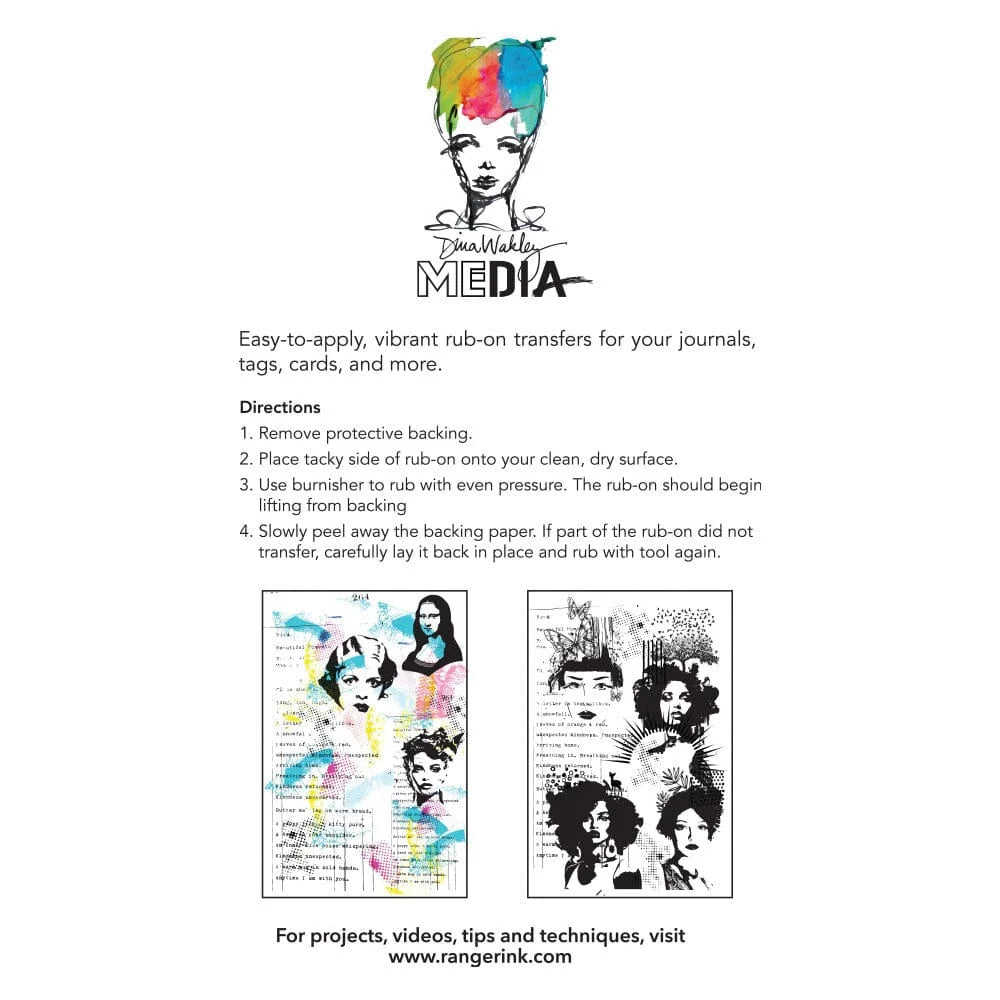 Dina Wakley Media Rub-ons - On Their Mind