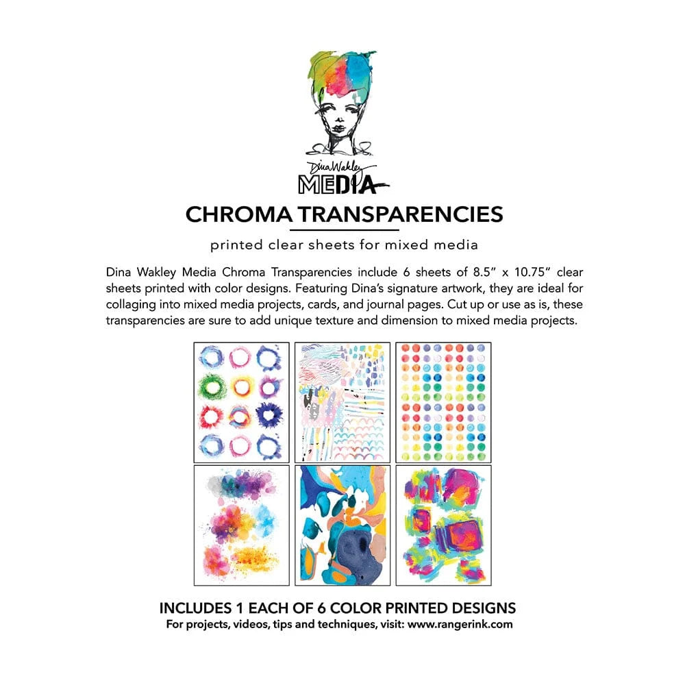Dina Wakley Media Chroma Transparencies - Painted Elements A4 (21.0x29.7cm / 8.3x11.7 inch) - 6 Sheets (Copy)