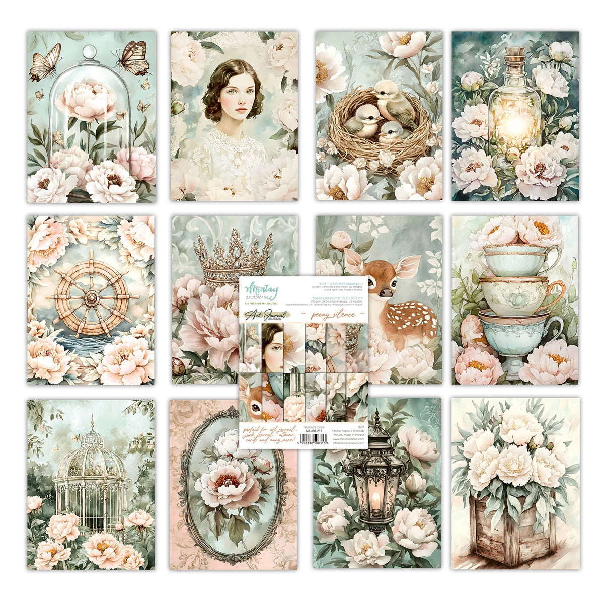 Mintay - 6x8 Paper Pad - Art Journal Essentials 11 - Peony Silence