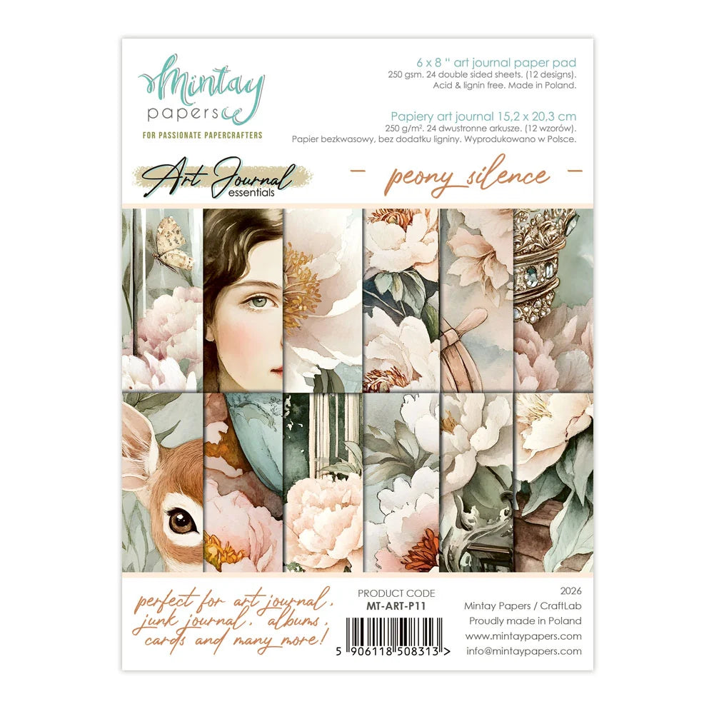 Mintay a5 paper pad with elements perfect for art journalling. 