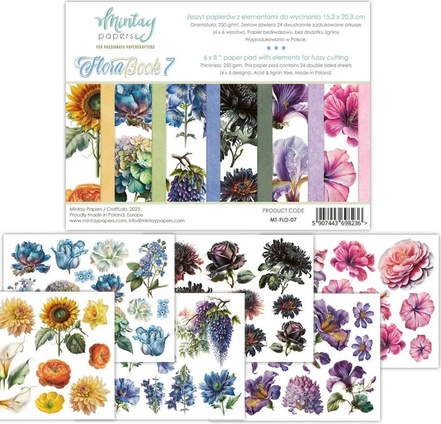 A5 Paper Pad with Floral designs perfect for fussy cutting ephemera