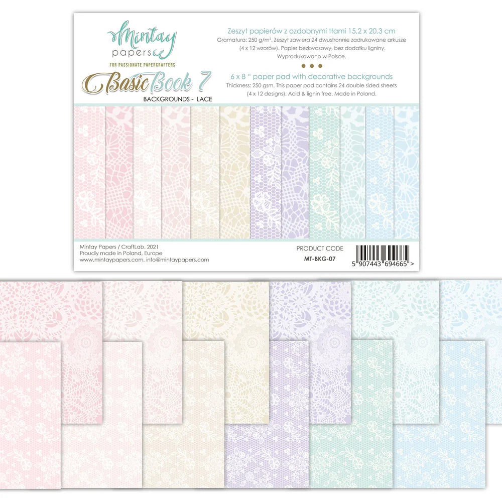 A5 Basics Book with Lace Background designs.