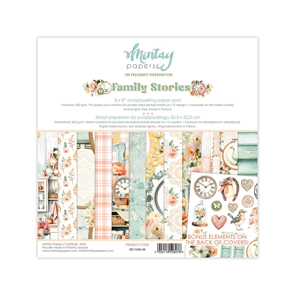floral and elemental paper items on a white background