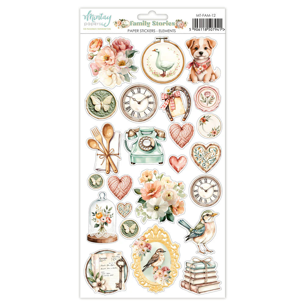 floral elemental stickers on a white background